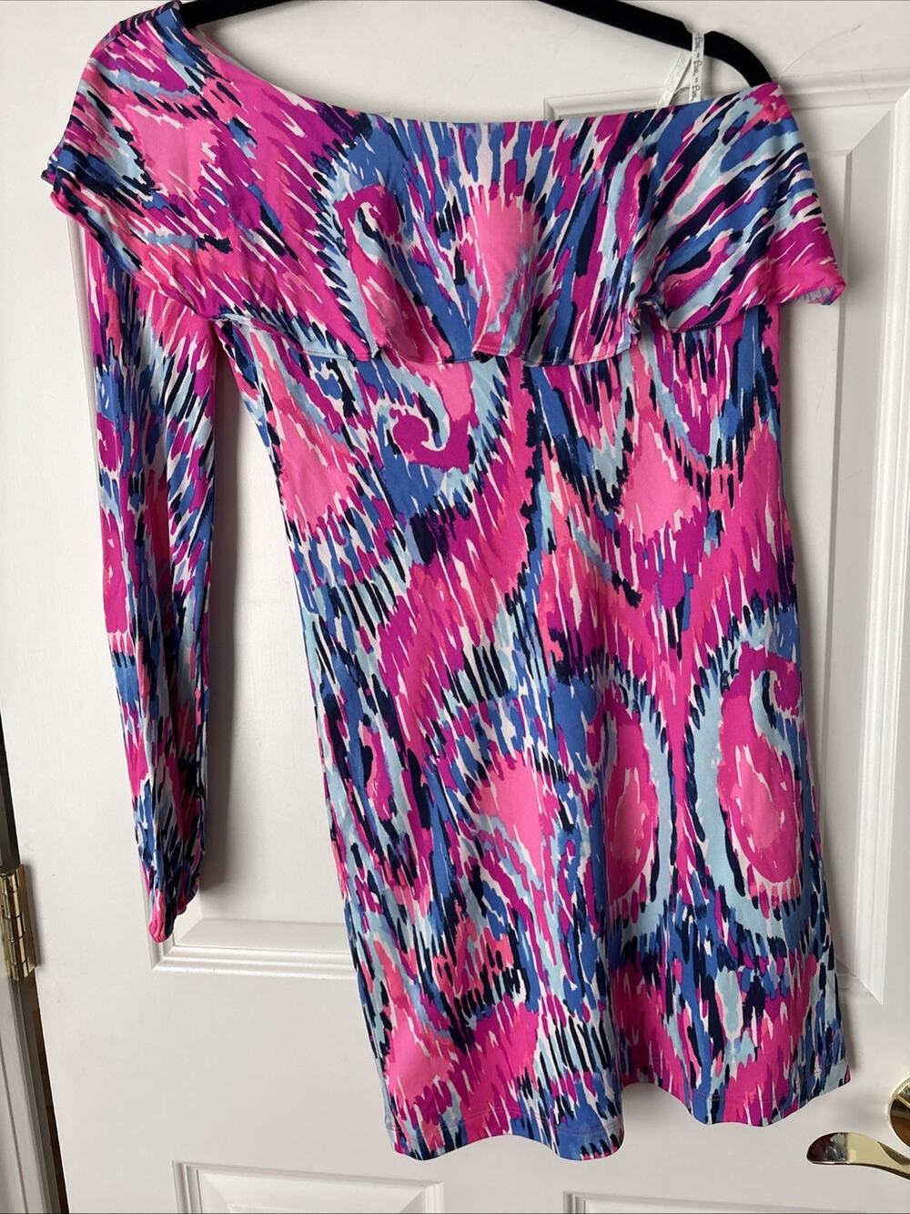 Lilly Pulitzer Dress Women Amante Shift Silk Jersey Free Spirit One Shoulder XS